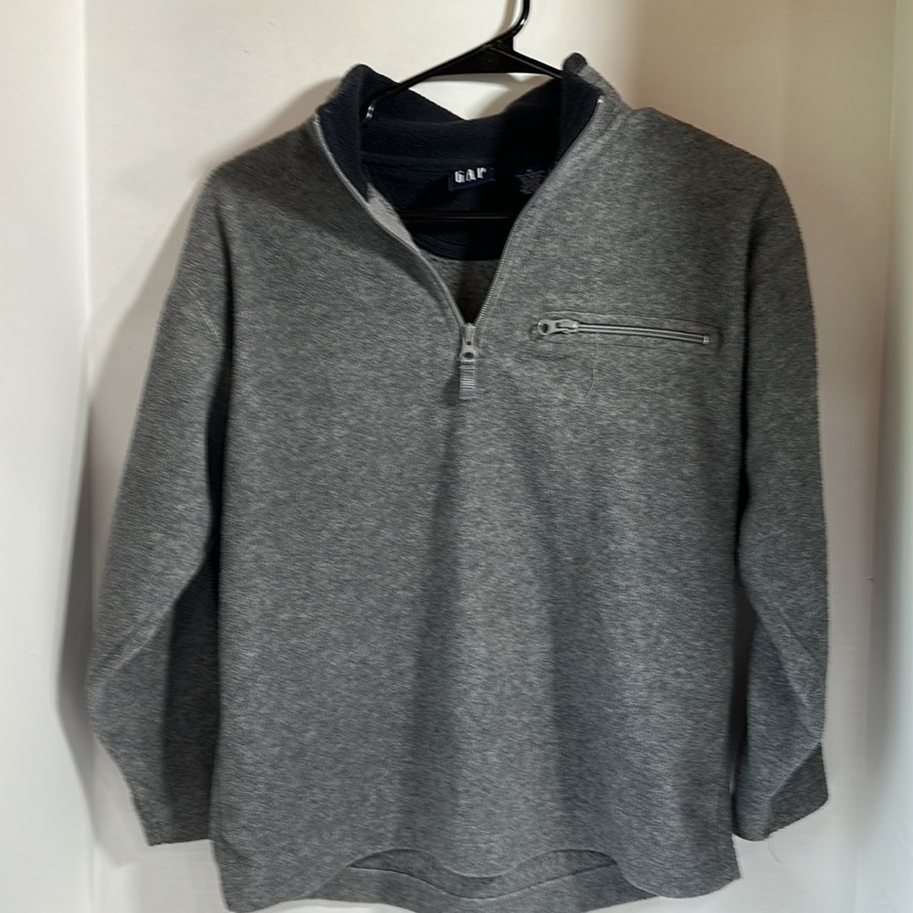 Gap quarter zip fleece pullover gray  black size medium